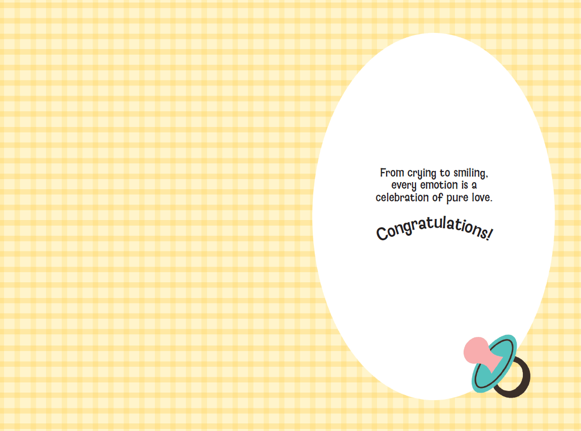 Cute cartoon baby card from Pictura's everyday card collection featuring colorful baby illustrations.