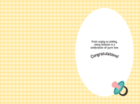 Cute cartoon baby card from Pictura's everyday card collection featuring colorful baby illustrations.