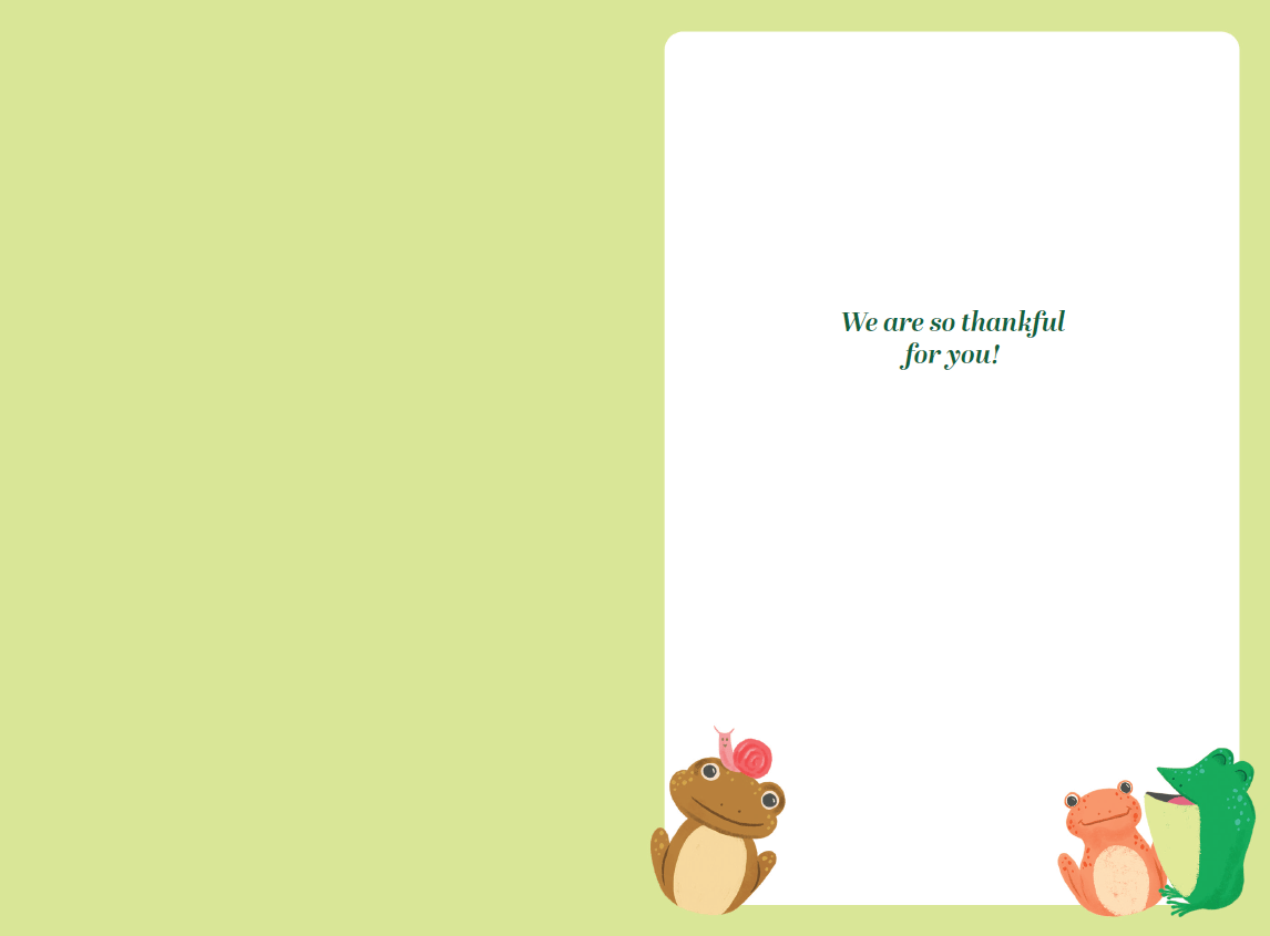 Pictura Frogs Thank You Card from All, colorful illustrated everyday greeting card featuring playful frog design.