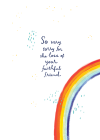 Rainbow Bridge Pets sympathy card by Cardmore featuring a heartfelt design for pet loss condolences.