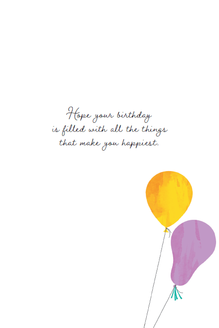 Colorful birthday balloons and confetti on a Pictura birthday card, festive and cheerful design for celebration greetings.