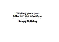 Pictura Hippo Trike Birthday Card with lenticular design, colorful illustration of a hippo riding a tricycle, ideal for birthdays