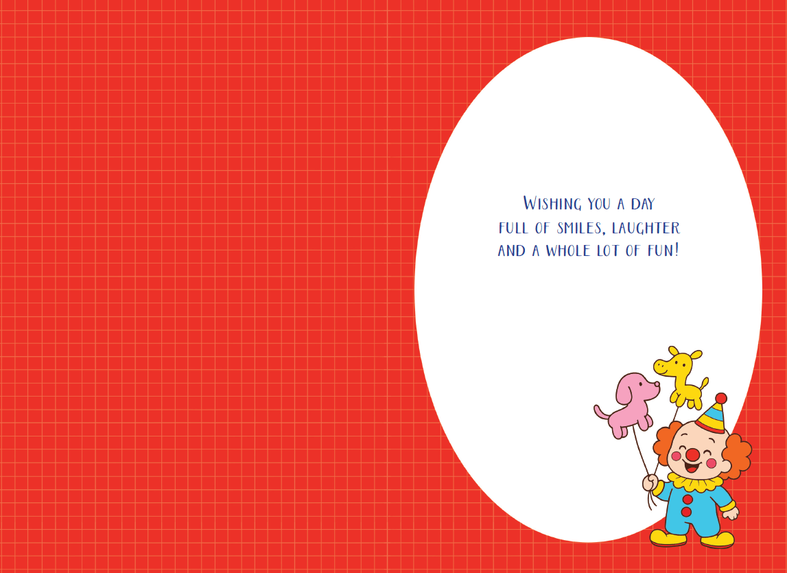 Colorful Tiny Clown Birthday Card by Pictura featuring a playful clown illustration, perfect for celebrating birthdays.