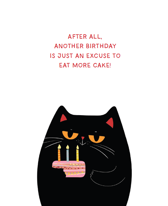 Grouchy Cat Funny Birthday Card by Pictura, featuring a humorous cat illustration for everyday greeting cards.