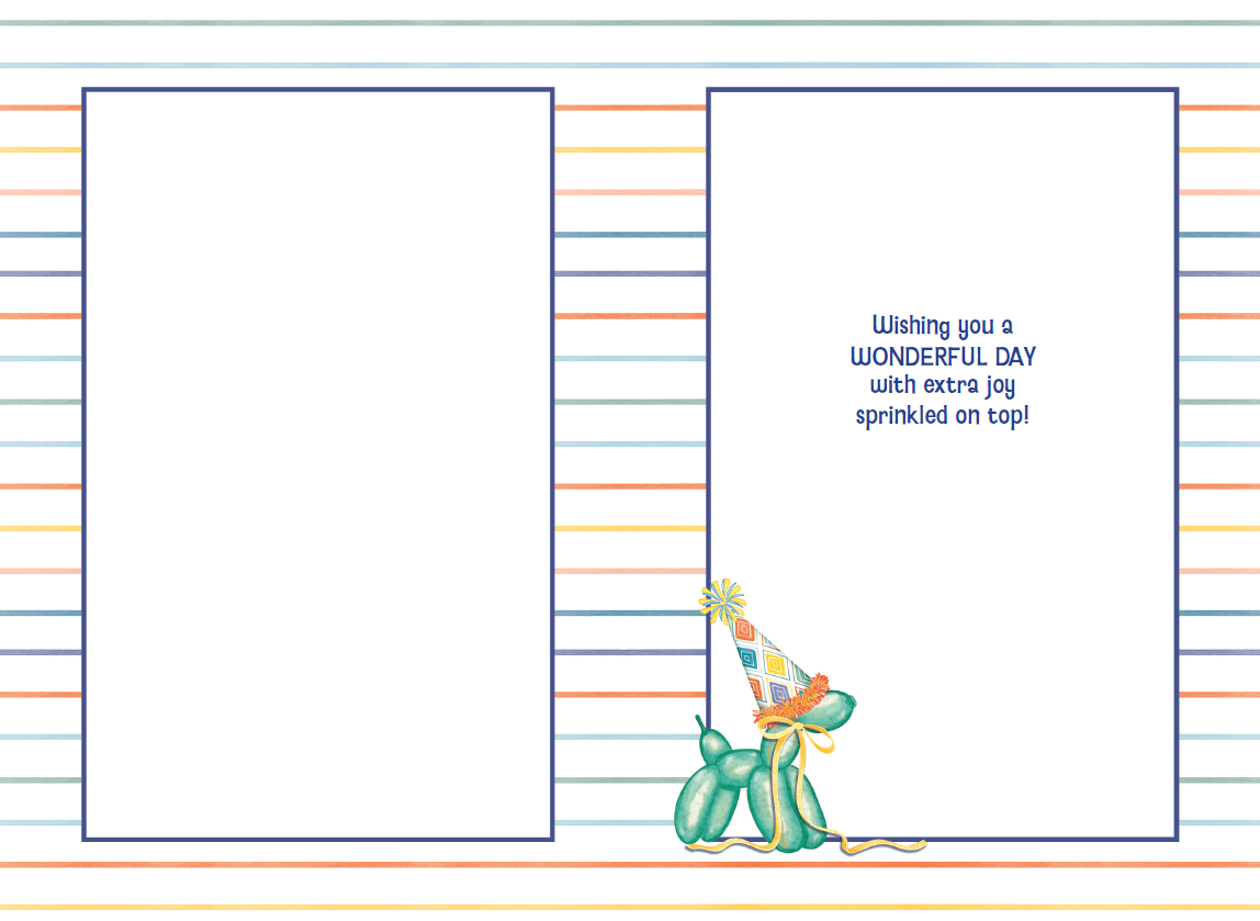 Colorful Balloon Dog cupcake birthday card by Cardmore, featuring a playful design perfect for celebrating special occasions.