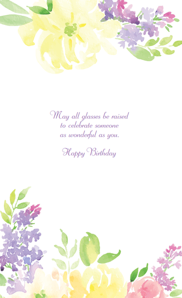 Champagne glasses birthday card with wood element from Cardmore, featuring elegant design for celebrating special occasions.