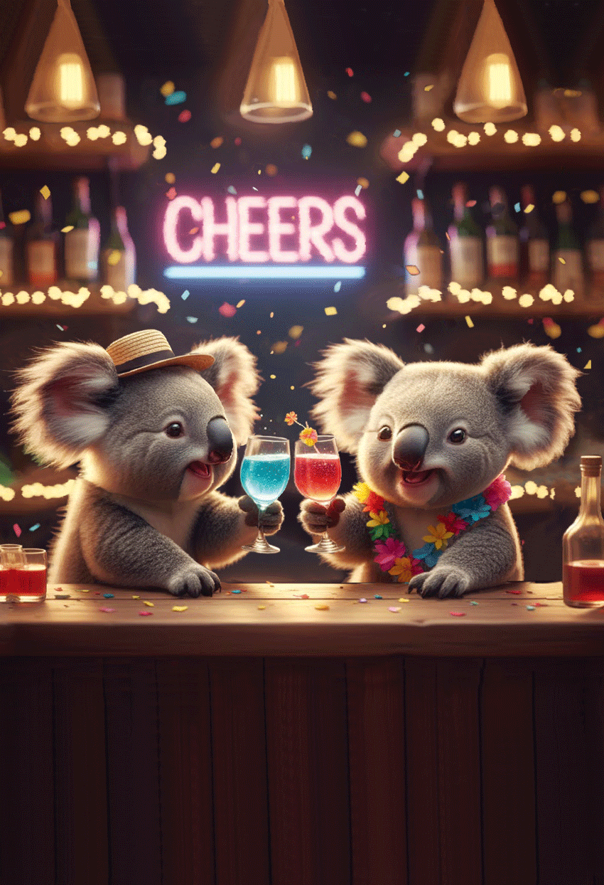 Pictura Koalas birthday card with lenticular design, featuring adorable koalas and festive birthday elements on an everyday card.