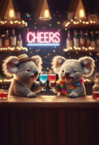 Pictura Koalas birthday card with lenticular design, featuring adorable koalas and festive birthday elements on an everyday card.