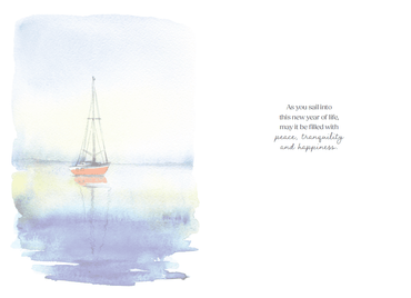 Red sailboat birthday card for brother-in-law featuring a nautical design, from Pictura's everyday card collection.