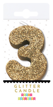 Gold Glitter Number Candle Party Partners