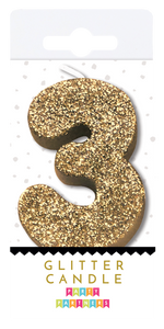 Gold Glitter Number Candle Party Partners