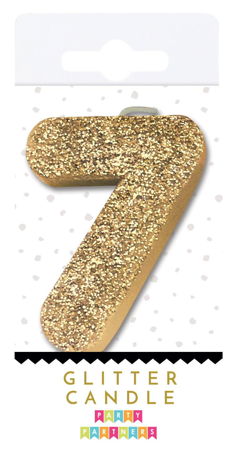 Gold Glitter Number Candle