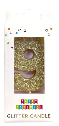 Gold Glitter Number Candle