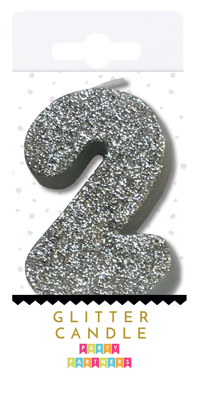 Silver Glitter Number Candles