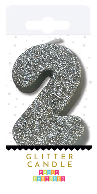 Silver Glitter Number Candles