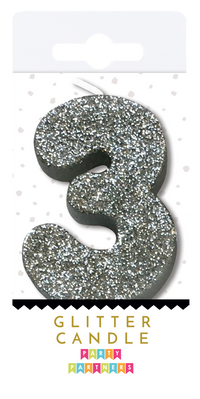 Silver Glitter Number Candles