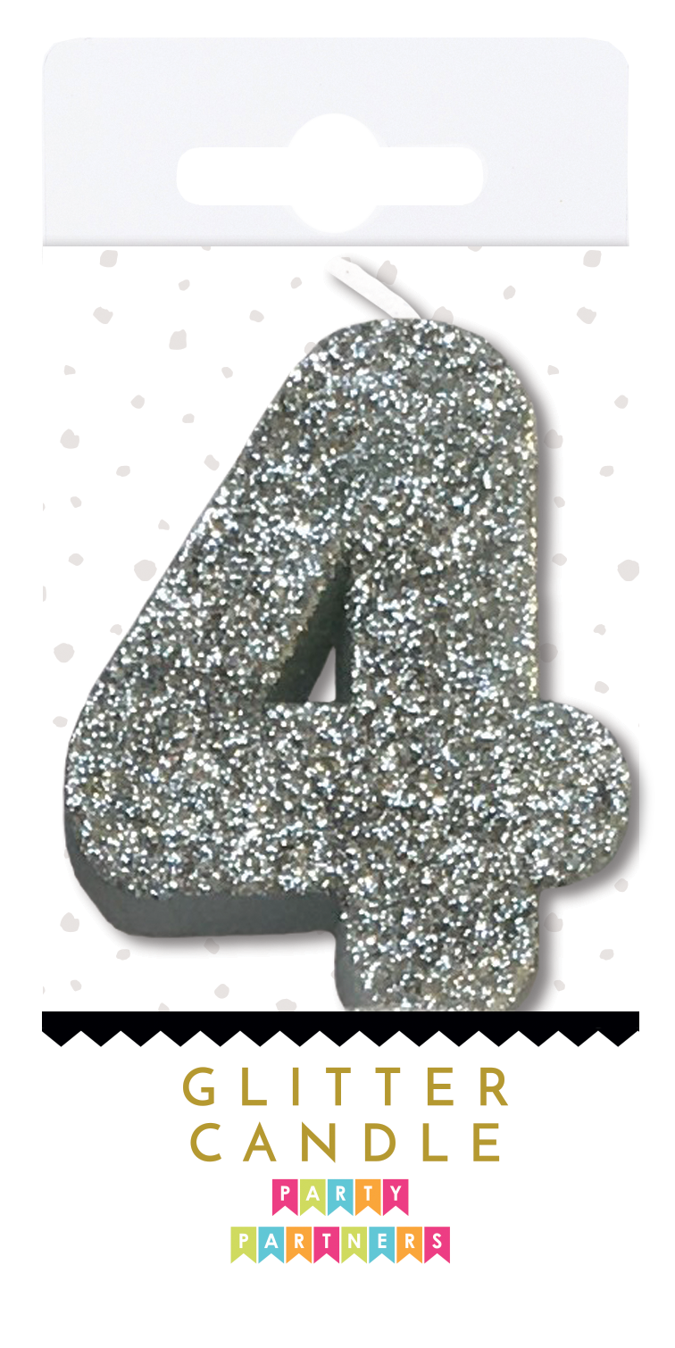 Silver Glitter Number Candles