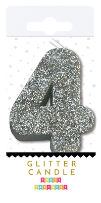 Silver Glitter Number Candles