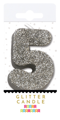 Silver Glitter Number Candles