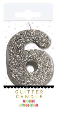 Silver Glitter Number Candles