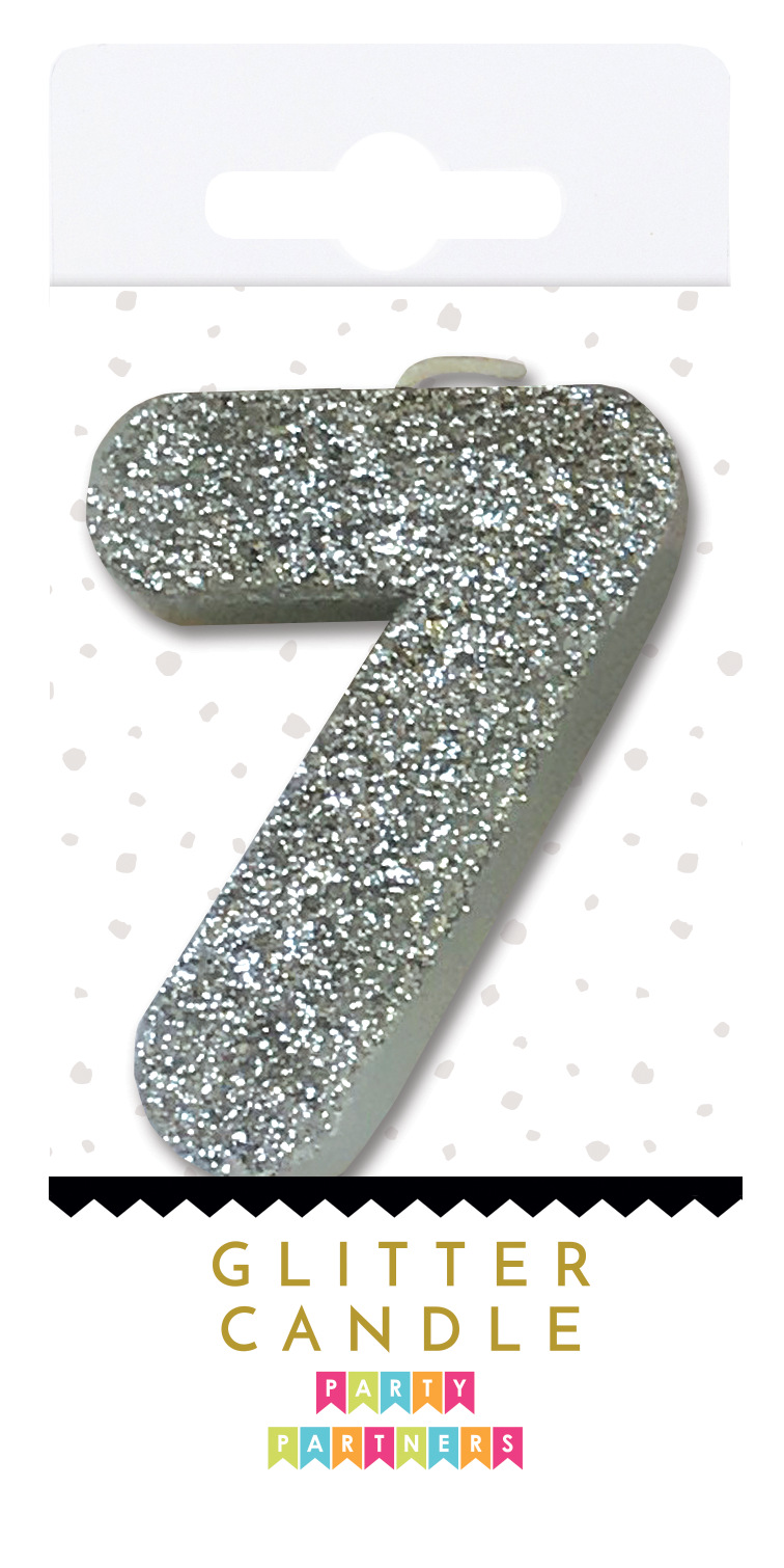 Silver Glitter Number Candles