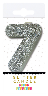 Silver Glitter Number Candles