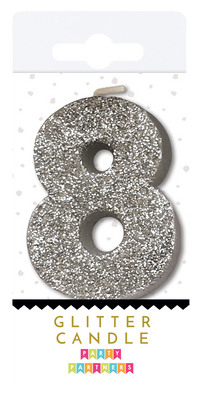Silver Glitter Number Candles