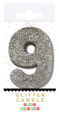 Silver Glitter Number Candles