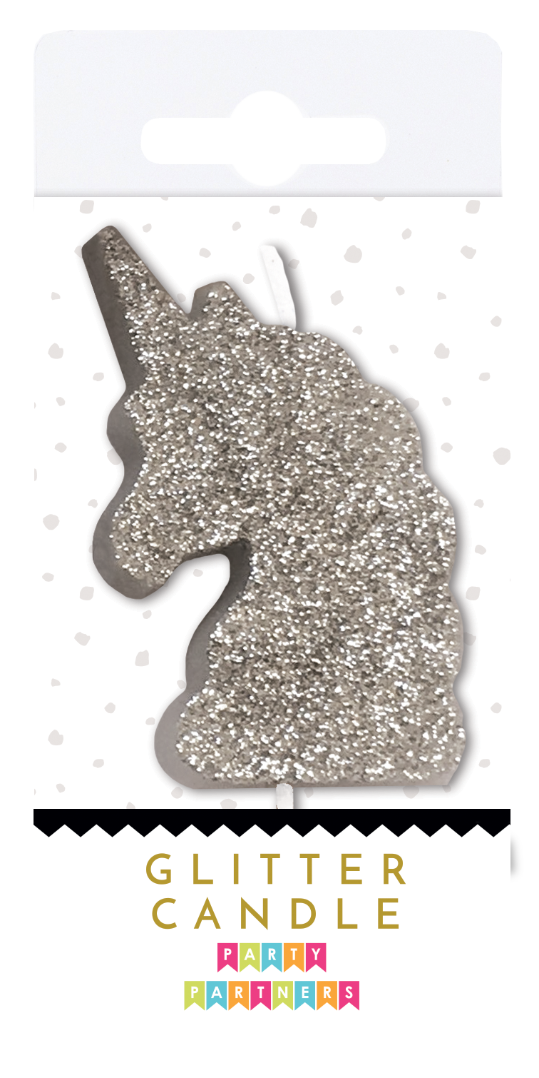 Silver Glitter Number Candles