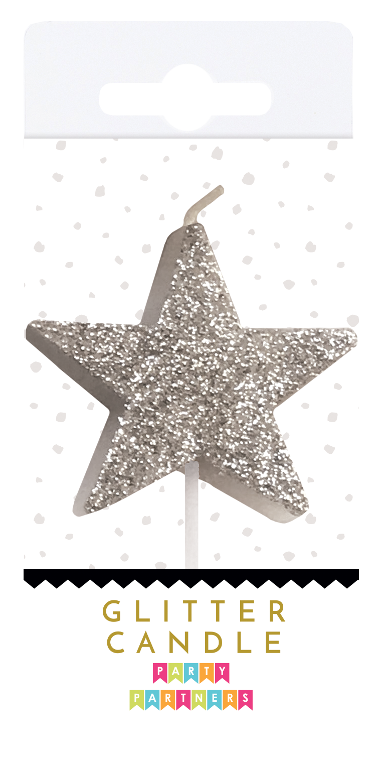 Silver Glitter Number Candles