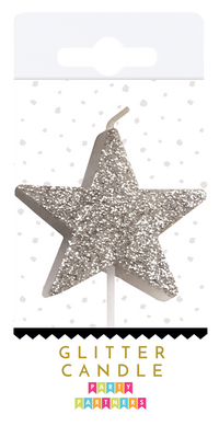 Silver Glitter Number Candles