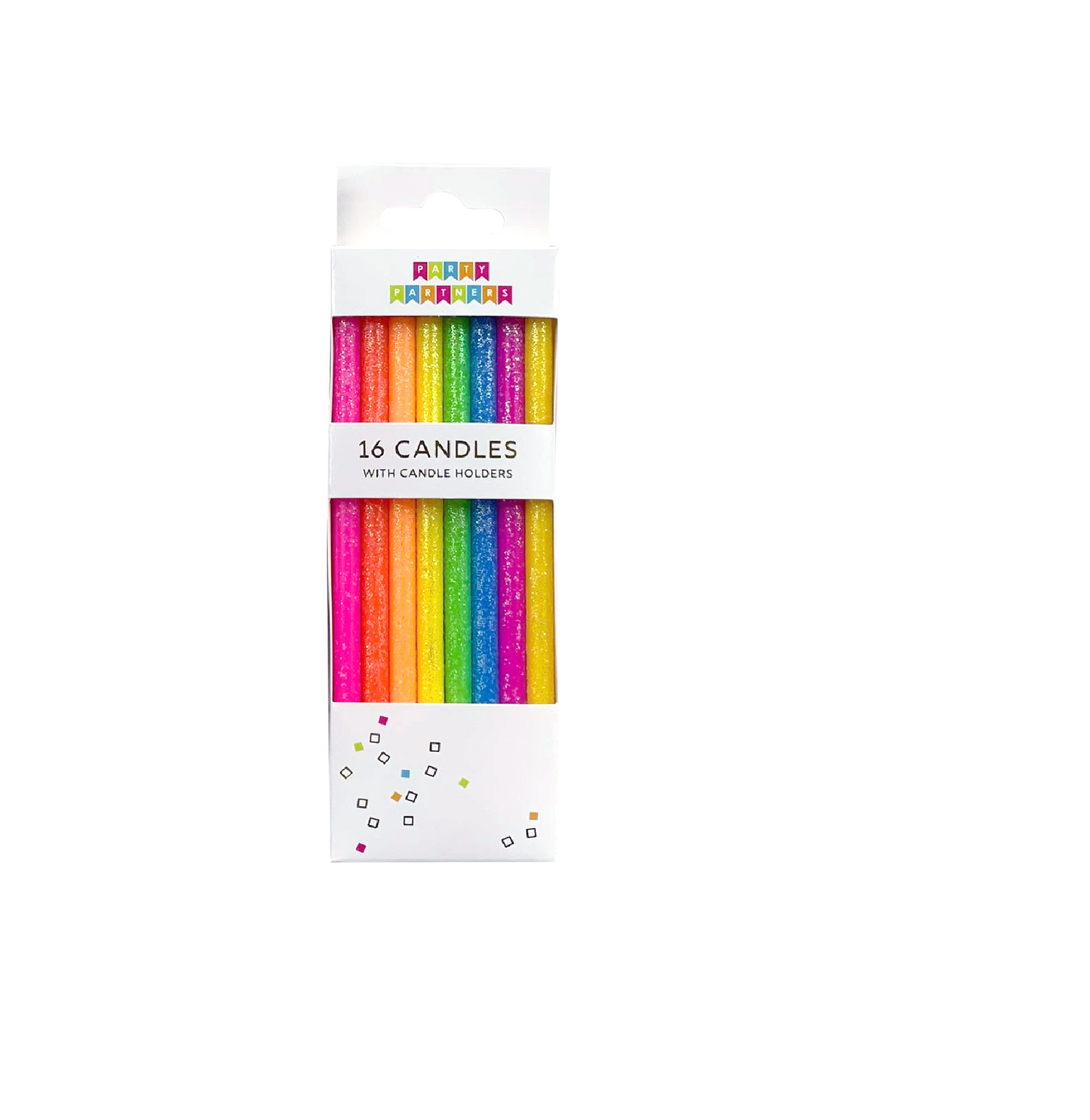 Neon Tall Glitter 16 Candle Set