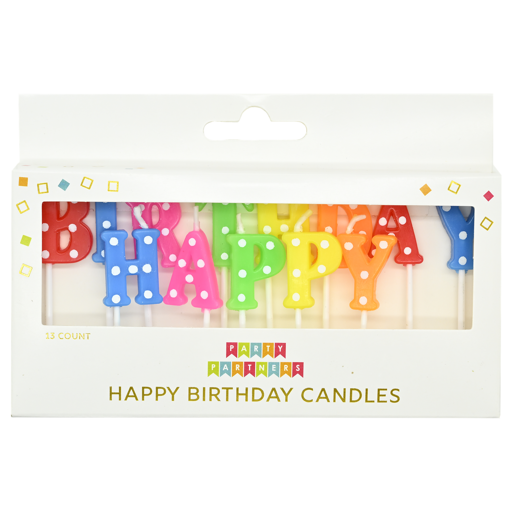Colorful Rainbow Dotted Happy Birthday Candle Set
