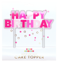 Pink Happy Birthday Cake Topper