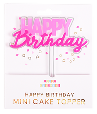 Pink Happy Birthday Mini Cake Topper