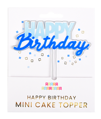 Blue Happy Birthday Mini Cake Topper