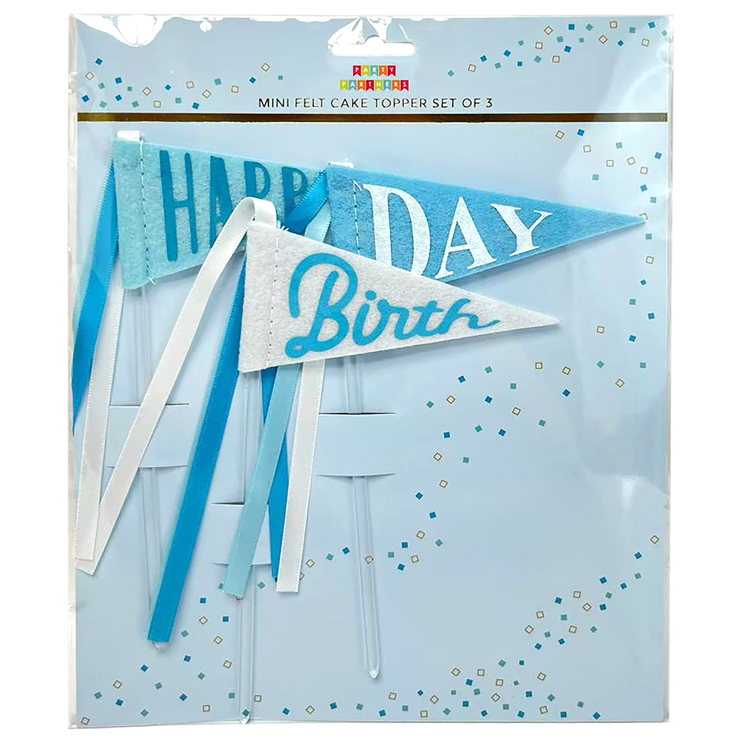 Blue Pennants Cake Topper Felt