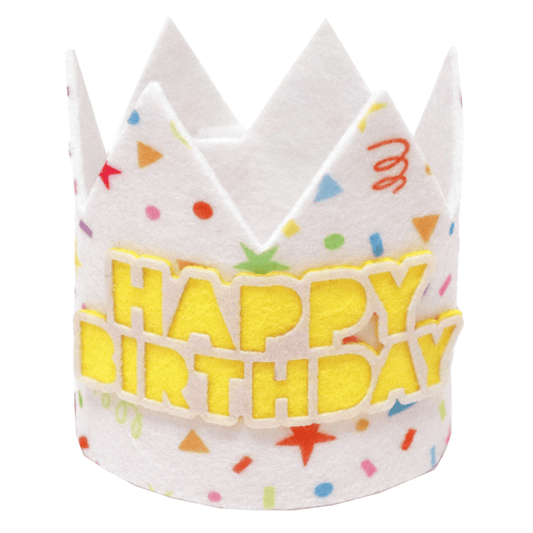 Colorful HB Confetti Felt Crown party hat by Pictura, decorated with bright confetti patterns, perfect for celebrations and festivities.