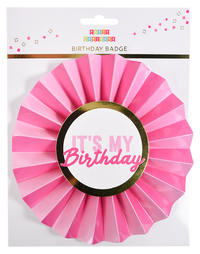 Pink It's My Birthday Paper Badge