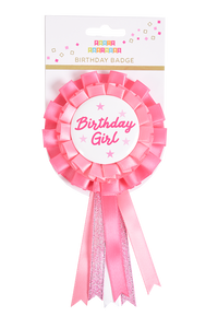 Pink Birthday Girl Satin Badge