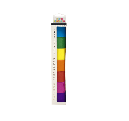 Colorful rainbow tissue fans from Party Partners, decorative tissue streamers for celebrations and parties.