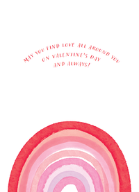 Rainbow Raining Hearts Valentine's Day Card by Pictura with colorful hearts and cheerful design on a white background.