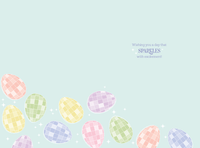 Easter card featuring colorful disco eggs design for daughter from Omega Industry Co., LTD, with festive spring imagery.