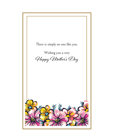 Pictura Mother’s Day card with colorful flower border design, featuring vibrant floral illustrations for celebrating moms