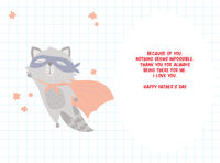 Raccoon superhero Father's Day card with colorful illustration and bold lettering, designed by Pictura for celebrating dads.