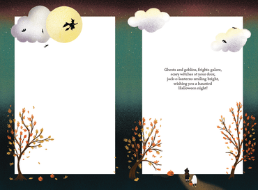 Haunted Trick or Treat Halloween Card by Pictura featuring spooky ghost and pumpkin illustration for Halloween celebrations