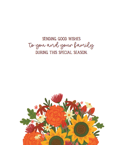 Thanksgiving card featuring a turkey vase design by Pictura, suitable for holiday greeting and seasonal celebration.