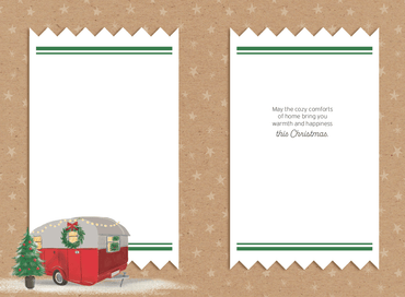 Festive Christmas camper card by Pictura featuring a holiday-themed seasonal greeting with colorful holiday scenery.