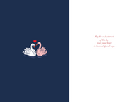 Pictura Valentine's Day card featuring romantic swans on the cover