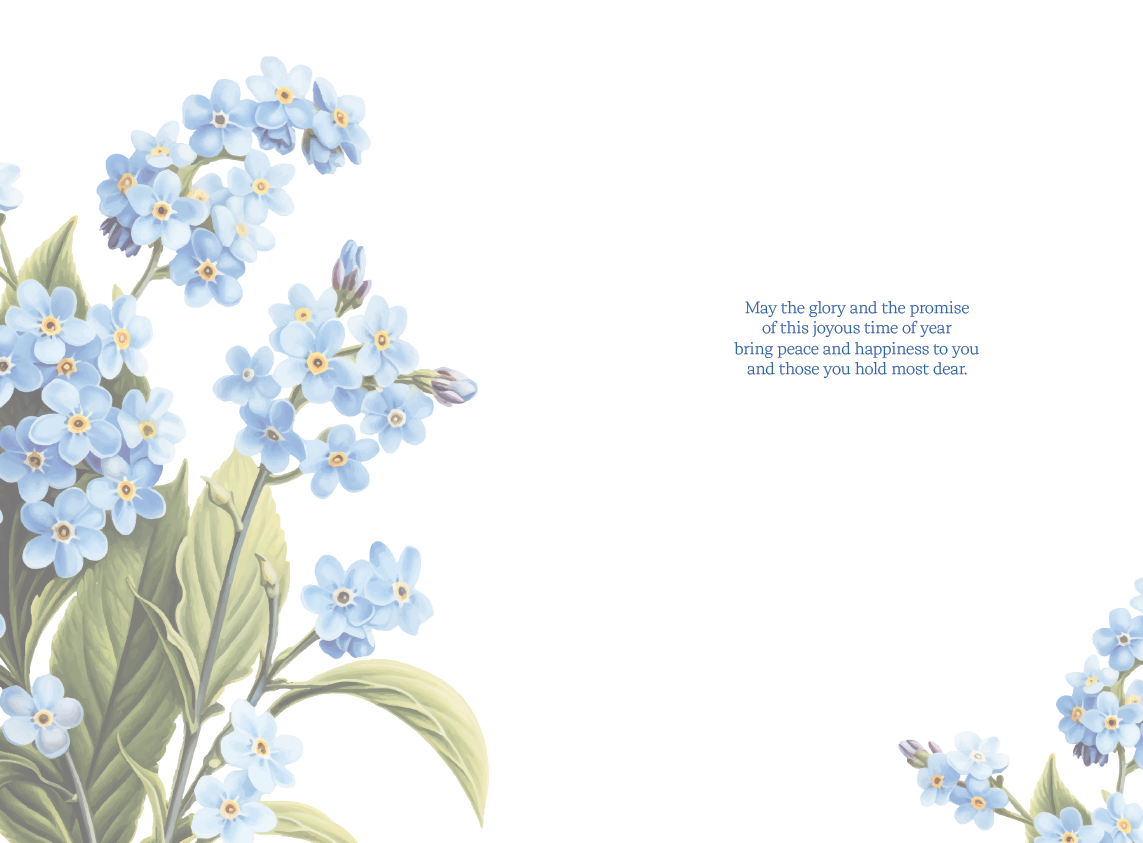 Pictura blue flowers religious Easter card with floral design